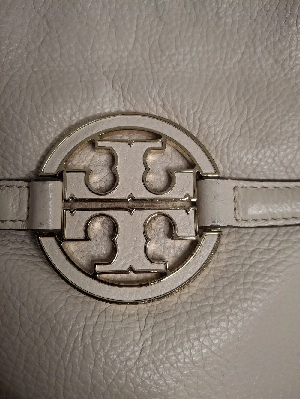 Tory Burch Amanda Classic Hobo Pebbled Leather Ivory Convertible Tote